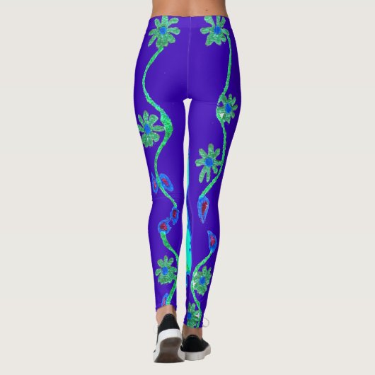 アクアカジュアルターコイズサンゴティール（緑がかった色）及びシアンデザイン レギンス (裏面)