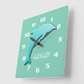 アクアカッコいいブルードルフィンモノグラム ラージ壁時計 (傾斜)