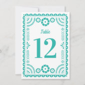 アクアカラフルパペル結婚ピカドのテーブル番号 招待状 (裏面)