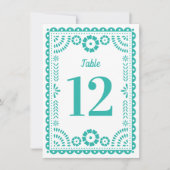 アクアカラフルパペル結婚ピカドのテーブル番号 招待状 (正面)