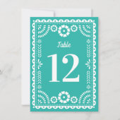 アクアカラフルパペル結婚ピカドのテーブル番号 招待状 (正面)
