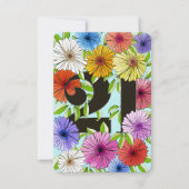 アクアカラフルブルーフローラハッピー21stバースデーカード (正面)