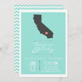 アクアカラーカリフォルニア結婚式招待状 招待状 (正面/裏面)