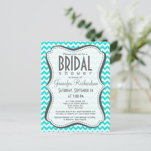 アクアカラーシェブロン;ジグザグ インビテーションポストカード (スタンド正面)