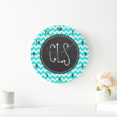 アクアカラーシェブロン;ヴィンテージシャルボードルック ラージ壁時計 (ホーム)