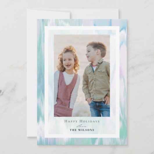 アクアカラーズクリスマスホリデーフォトカード 招待状 (正面)