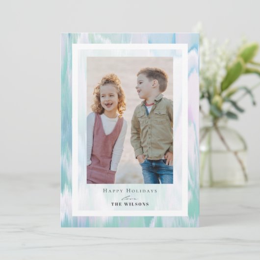 アクアカラーズクリスマスホリデーフォトカード 招待状 (スタンド正面)