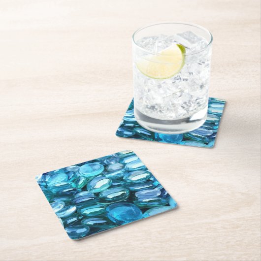 アクアガラスの石 スクエアペーパーコースター (インサイチュ)