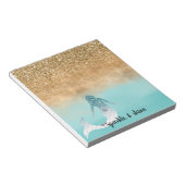 アクアガーリーウォーター色金ゴールドグリッターマーメイド ノートパッド (アングル)