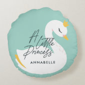 アクアガーリーエレガント写真の美しい白鳥 ラウンドクッション (裏面)