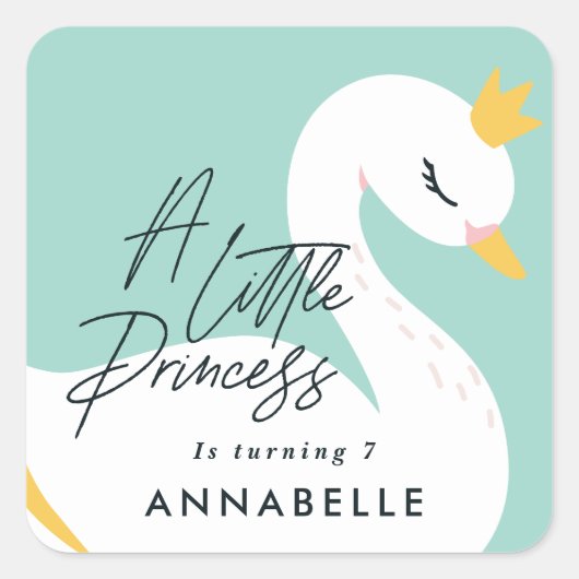 アクアガーリーエレガント写真美しい白鳥パーティー スクエアシール (正面)