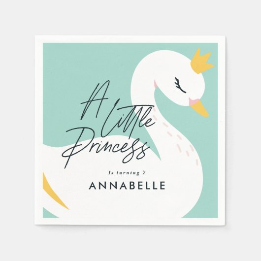 アクアガーリーエレガント写真美しい白鳥パーティー スタンダードカクテルナプキン (正面)