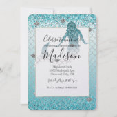 アクアガーリーシルバーグリッタースグラデーションパークルマーメイド 招待状 (正面)