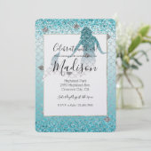 アクアガーリーシルバーグリッタースグラデーションパークルマーメイド 招待状 (スタンド正面)