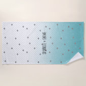 アクアガーリーシルバーグリッタースパークルマーメイド ビーチタオル (正面)