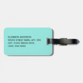 アクアガーリーターコイズダマスクホワイトリボン(名前付き) ラゲッジタグ (裏面横)