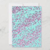 アクアガーリーティール(緑がかった色)ブライトピンクグリッターダストスウィート16 招待状 (裏面)