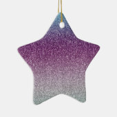 アクアガーリーパープルミントピンクグリッターグラデーション セラミックオーナメント (右)