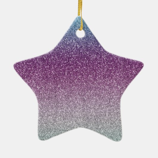 アクアガーリーパープルミントピンクグリッターグラデーション セラミックオーナメント (裏面)