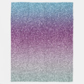 アクアガーリーパープルミントピンクグリッターグラデーション フリースブランケット (正面)