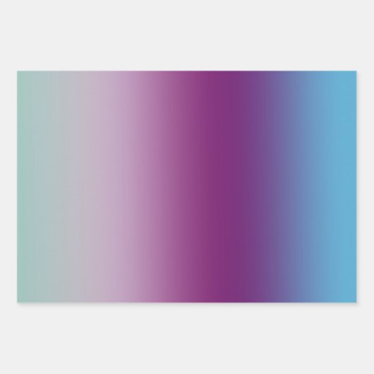 アクアガーリーパープルミントピンクグリッターグラデーション ラッピングペーパーシート (正面2)