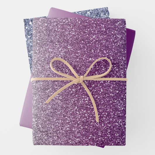 アクアガーリーパープルミントピンクグリッターグラデーション ラッピングペーパーシート (インサイチュ)