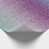 アクアガーリーパープルミントピンクグリッターグラデーション ラッピングペーパー (角)