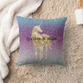 アクアガーリーパープルミントピンクグリッターユニコーングラデーション クッション (ブランケット)