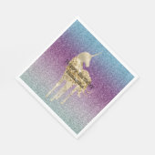 アクアガーリーパープルミントピンクグリッターユニコーングラデーション スタンダードランチョンナプキン (角)