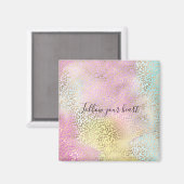 アクアガーリーピンクイエロー金ゴールドヒョウ印刷 マグネット (正面/裏面)