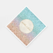 アクアガーリーピーチ金ゴールドパープルミントマーメイドグリッター スタンダードランチョンナプキン (角)