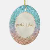 アクアガーリーピーチ金ゴールドパープルミントマーメイドグリッター セラミックオーナメント (右)