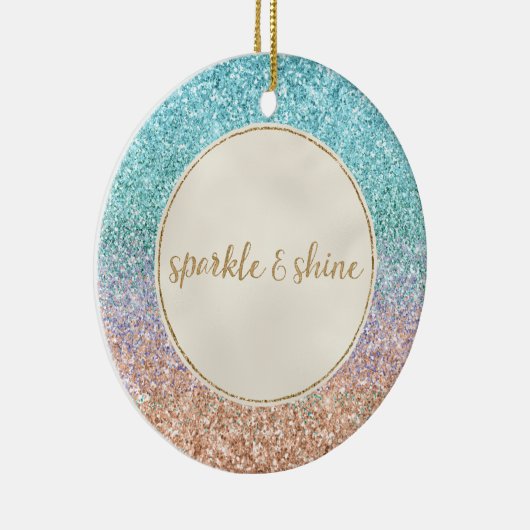 アクアガーリーピーチ金ゴールドパープルミントマーメイドグリッター セラミックオーナメント (右)