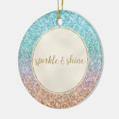 アクアガーリーピーチ金ゴールドパープルミントマーメイドグリッター セラミックオーナメント (左)