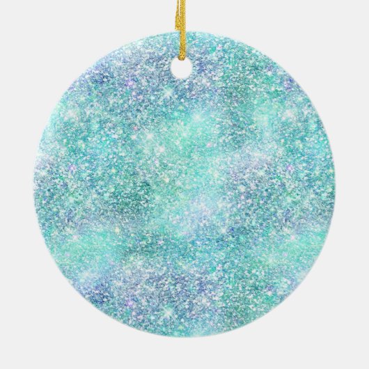 アクアガーリーピーチ金ゴールドパープルミントマーメイドグリッター セラミックオーナメント (裏面)
