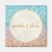 アクアガーリーピーチ金ゴールドパープルミントマーメイドグリッター マグネット (正面)