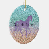 アクアガーリーピーチ金ゴールドパープルミントユニコーングリッター セラミックオーナメント (右)