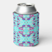 アクアガーリーブルーに可愛い紫色の花柄 缶クーラー (缶裏面)