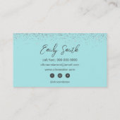 アクアガーリーブルーティール（緑がかった色）グリッター 名刺 (裏面)