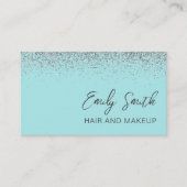 アクアガーリーブルーティール（緑がかった色）グリッター 名刺 (正面)