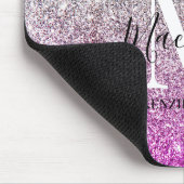 アクアガーリーブルーピンクグラデーショングリッターモノグラム マウスパッド (コーナー)