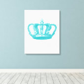 アクアガーリーブルーヴィンテージクラウン キャンバスプリント (インサイチュ (ウッドフロア))