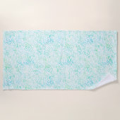 アクアガーリーミントウォーターカラーホワイトヒョウ印刷 ビーチタオル (正面)