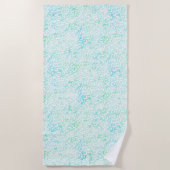 アクアガーリーミントウォーターカラーホワイトヒョウ印刷 ビーチタオル (正面)