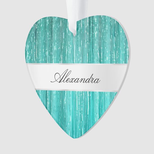 アクアガーリーミントグラムグリジーティンゼルストライプズ オーナメント (正面)