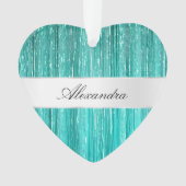 アクアガーリーミントグラムグリジーティンゼルストライプズ オーナメント (正面)