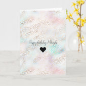 アクアガーリー赤面ピンク金ゴールドヒョウ印刷ハート カード (黄色い花)