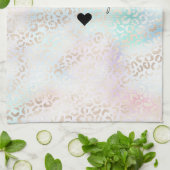 アクアガーリー赤面ピンク金ゴールドヒョウ印刷 キッチンタオル (折り畳み)