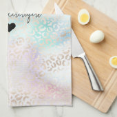 アクアガーリー赤面ピンク金ゴールドヒョウ印刷 キッチンタオル (四つ折り)