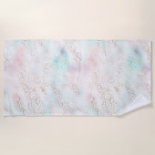 アクアガーリー赤面ピンク金ゴールドヒョウ印刷 ビーチタオル (正面)